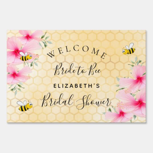 Bridal Shower pink florals honeycomb bride to bee Sign