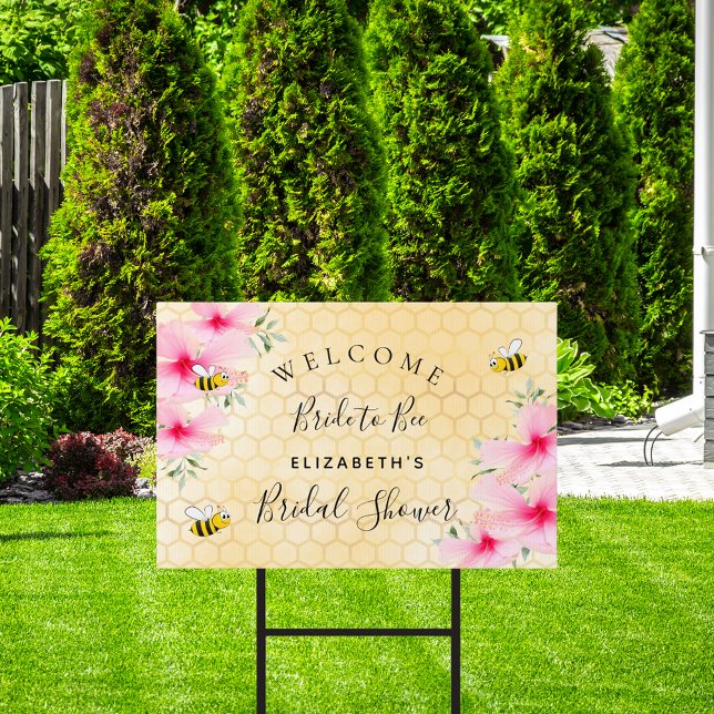 Bridal Shower pink florals honeycomb bride to bee Sign (Creator Uploaded)
