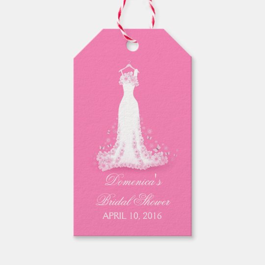 Bridal Shower Pink Fuschia Wedding Gown Gift Tags Zazzle Com