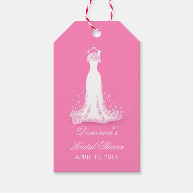 Bridal Shower Pink - Fuschia Wedding Gown Gift Tags
