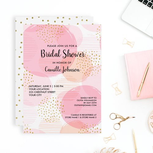 Bridal Shower Pink Gold Glitter Chic Modern Fun Invitation