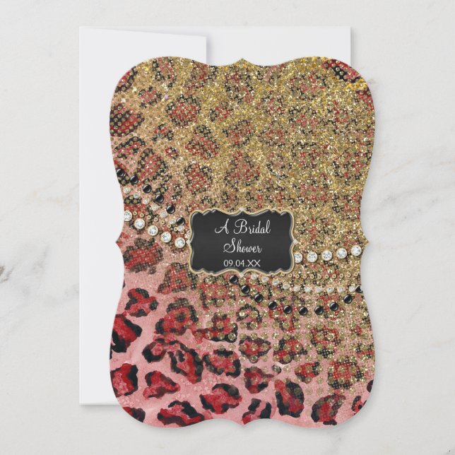 Bridal Shower Pink Gold Leopard Animal Print Invitation (Front)