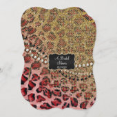Bridal Shower Pink Gold Leopard Animal Print Invitation (Front/Back)