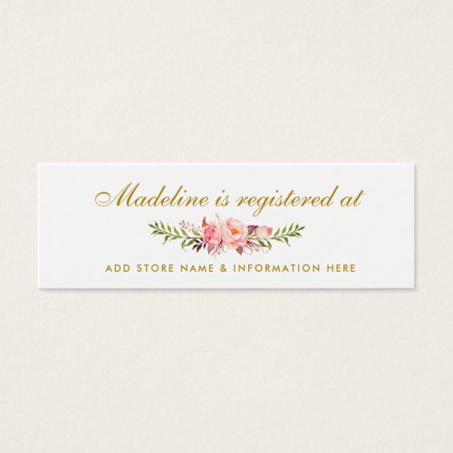 Bridal Shower Pink Gold Registry Insert Card