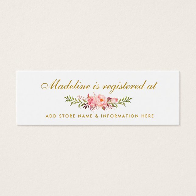 Bridal Shower Pink Gold Registry Insert Card (Front)