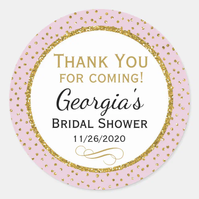 Bridal Shower Pink Gold Thank You Favor Tags | Zazzle