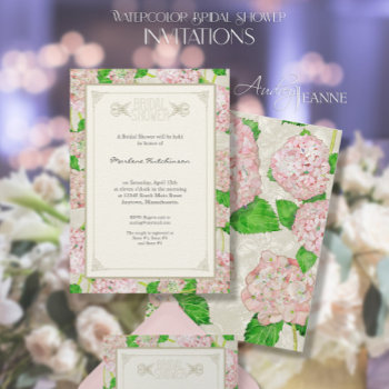 Bridal Shower Pink Hydrangea Lace Floral Formal Invitation by VintageWeddings at Zazzle