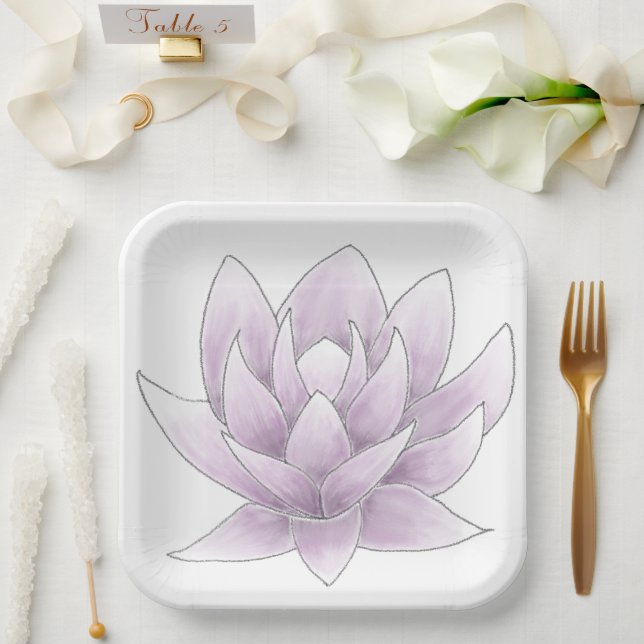 Bridal Shower Pink Lotus Paper Plates (Wedding)