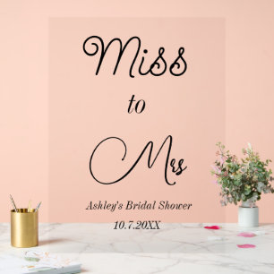 Bridal Shower Pink Miss to Mrs Sign Foam Boards