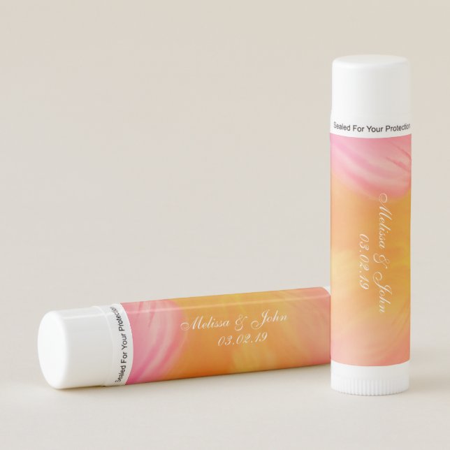 Bridal Shower Pink Orange Summer Marble Swirl Lip Balm (Front)