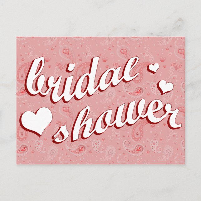 bridal shower : Pink Paisley : Invitation Postcard (Front)
