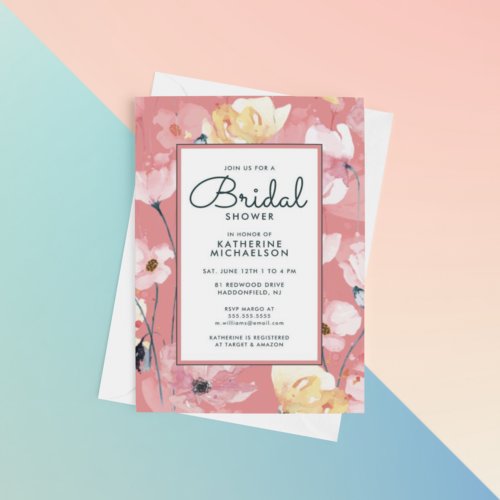 BRIDAL SHOWER  Pink Poppies Postcard