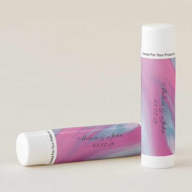 Bridal Shower Pink Purple Fluid Marble Swirl Lip Balm (Front)
