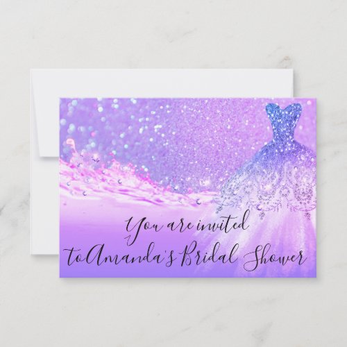 Bridal Shower Pink Purple Glitter Ocean Tropic Invitation