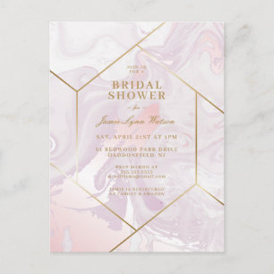BRIDAL SHOWER   Pink Purple Marble Swirl Postcard