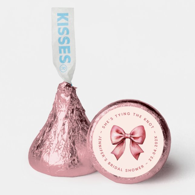 Bridal Shower Pink & Red Bow She's Tying the Knot Hershey®'s Kisses® (Front)