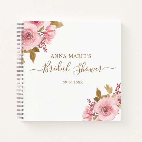Bridal Shower Pink Rose Gold Guest Book