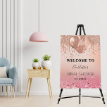 Bridal Shower pink rose gold welcome Foam Board<br><div class="desc">For an elegant Bridal Shower. A rose gold and blush pink gradient background. Decorated with rose gold drips,  paint dripping look,  party streamers,  balloons.  Personalize and a name and a date. 
Back: no design</div>