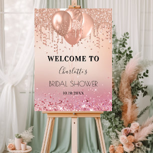 Bridal Shower pink rose gold welcome Foam Board