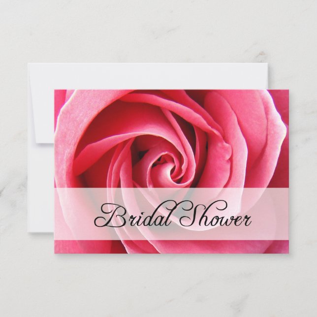 bridal shower : pink rose invitation (Front)