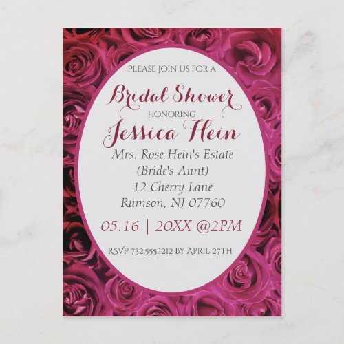 Bridal Shower Pink Roses Invitations