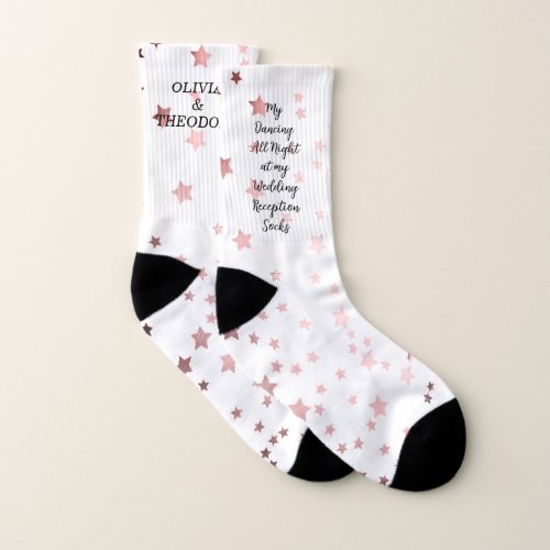 Bridal Shower Pink Stars Custom Wedding Reception Socks