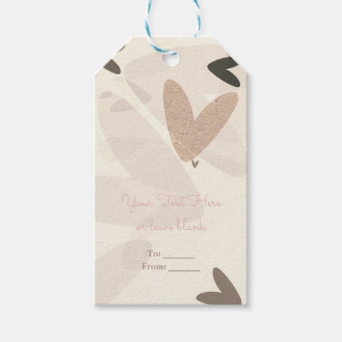 Bridal Shower Pink  Taupe Hearts Chic Favor Gift Tags