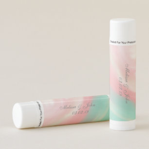 Bridal Shower Pink Teal Pastel Fluid Marble Lip Balm