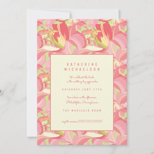 BRIDAL SHOWER  Pink Tiger Lily Invitation