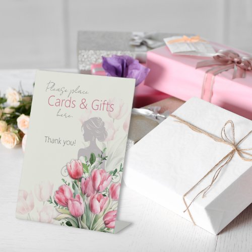 Bridal Shower Pink Tulip Cards and Gift Table Sign
