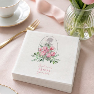 Bridal Shower Pink Tulip Paper Napkins