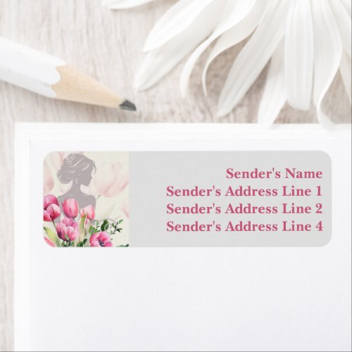 Bridal Shower Pink Tulip Return Address Labels