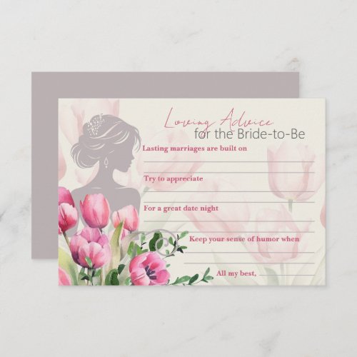 Bridal Shower Pink Tulips Loving Advice Enclosure Card
