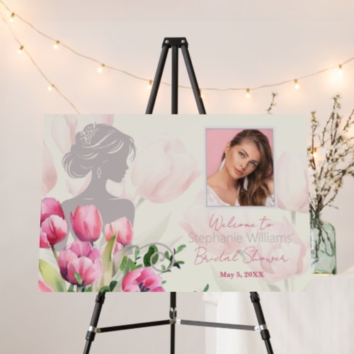 Bridal Shower Pink Tulips Photo Welcome Sign