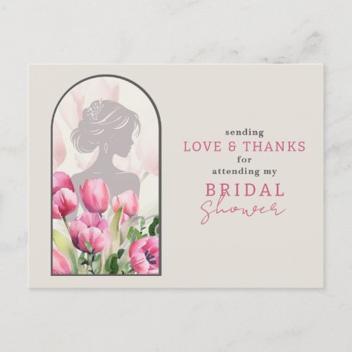Bridal Shower Pink Tulips Thank You Postcard