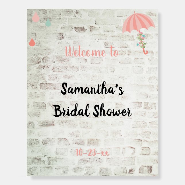Bridal Shower Pink Umbrella on Brick Custom Board (Front)