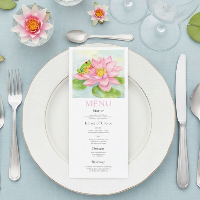 Bridal Shower Pink Waterlily & Tree Frog Menu (Creator Uploaded)