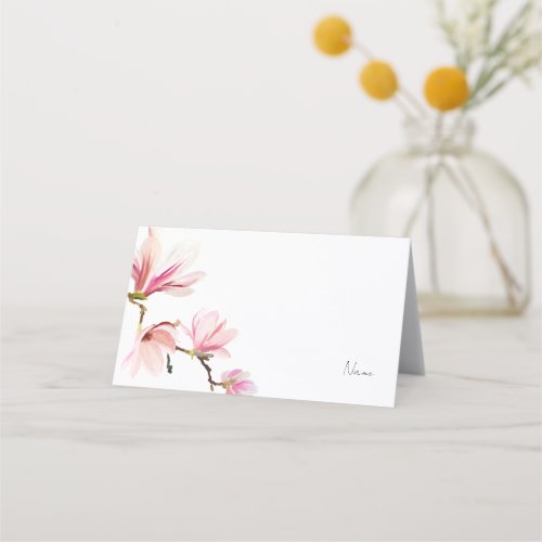 Bridal shower place cards with watercolor magnolia