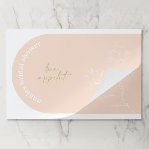 Bridal Shower Placemat Retro Floral Paper Pad A115 Zazzle