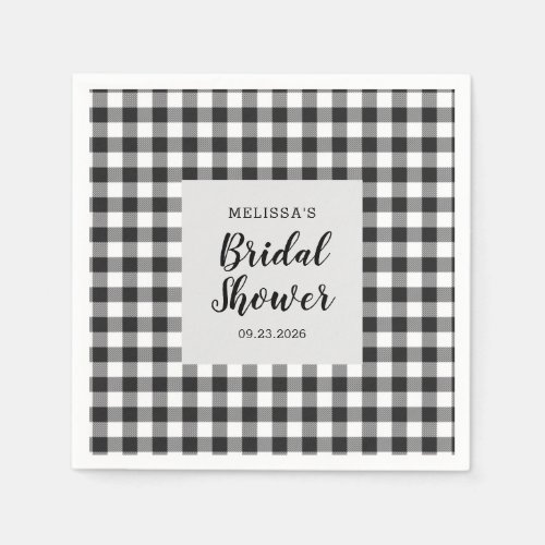 Bridal Shower Plaid Black White Gingham Napkins