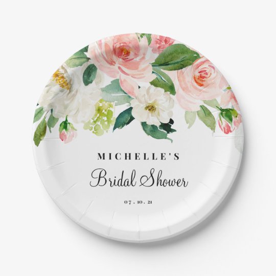 Bridal Shower Plate, Blush Paper Plate | Zazzle.com