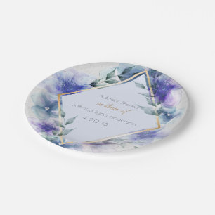 Bridal Shower Plates Watercolor Violet Flowers