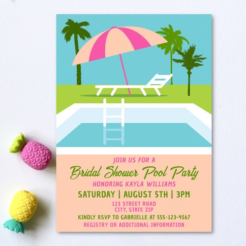 Bridal Shower Pool Party Tropical Swimming Pool Invitation