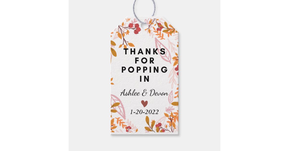 Bridal Shower Popcorn Favor Wedding Gift Tags | Zazzle
