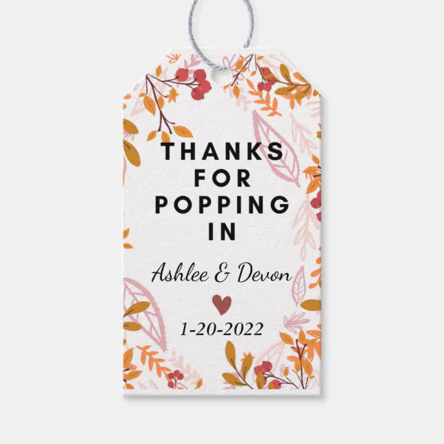 Bridal Shower Popcorn Favor Wedding Gift Tags | Zazzle