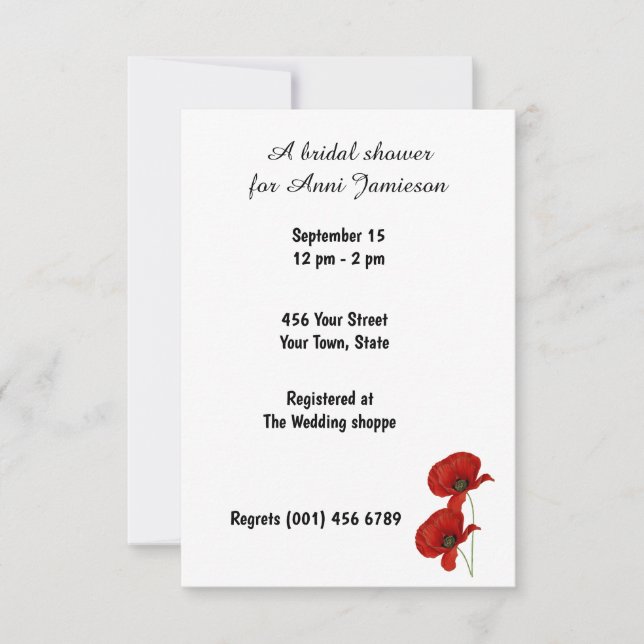 Bridal Shower  Poppy Red  Invitation (Front)