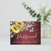 Bridal Shower Postponed Date Sunflowers Eucalyptus Postcard (Standing Front)