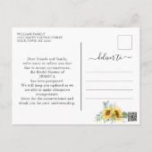 Bridal Shower Postponed Date Sunflowers Eucalyptus Postcard (Back)