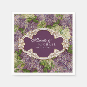 Bridal Shower Pretty Lilacs Floral Vintage Gold Paper Napkins