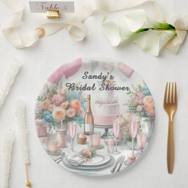 Bridal Shower Pretty Pink Party  Paper Plates (Wedding)